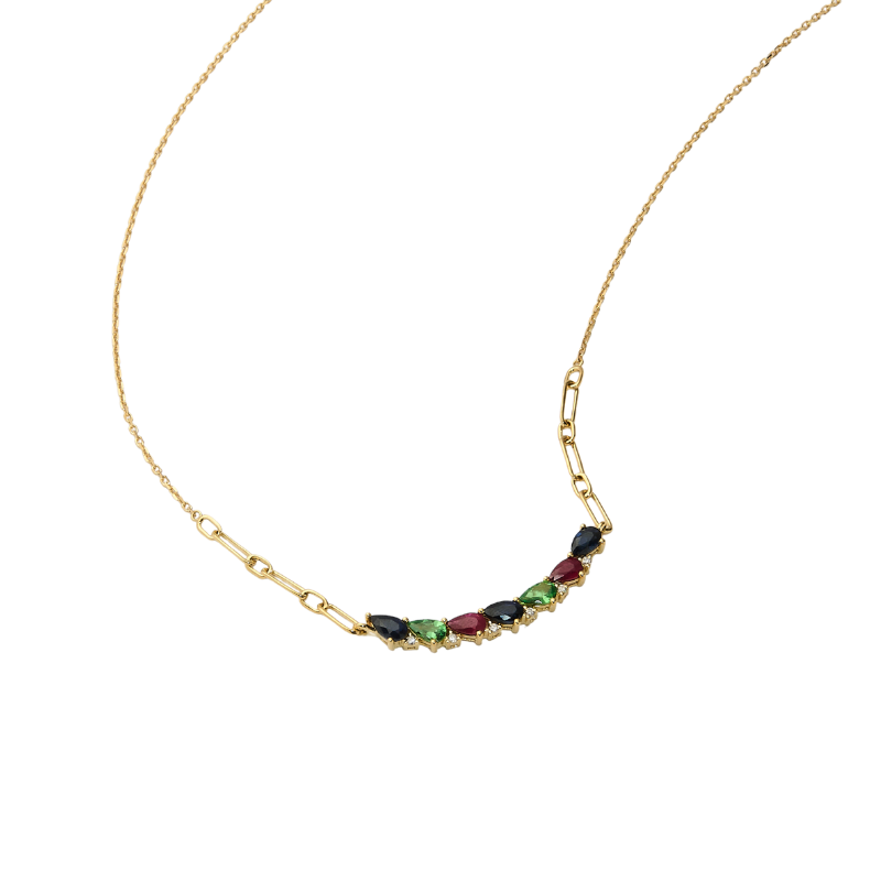 COLLAR CON BRILLANTES, ZAFIROS, RUBIES Y ESMERALDAS
