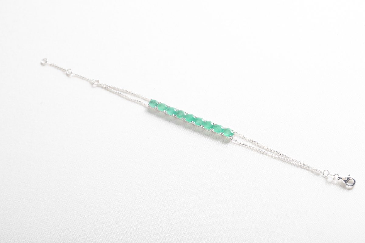 Pulsera en oro blanco con Esmeraldas
