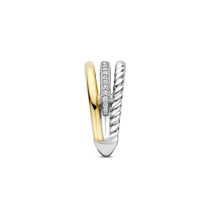 Ti Sento - Structured Triple Band Zirconia Ring