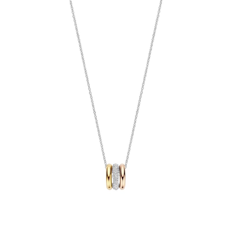 Ti Sento - Tricolor Triple Circle Zirconia Necklace