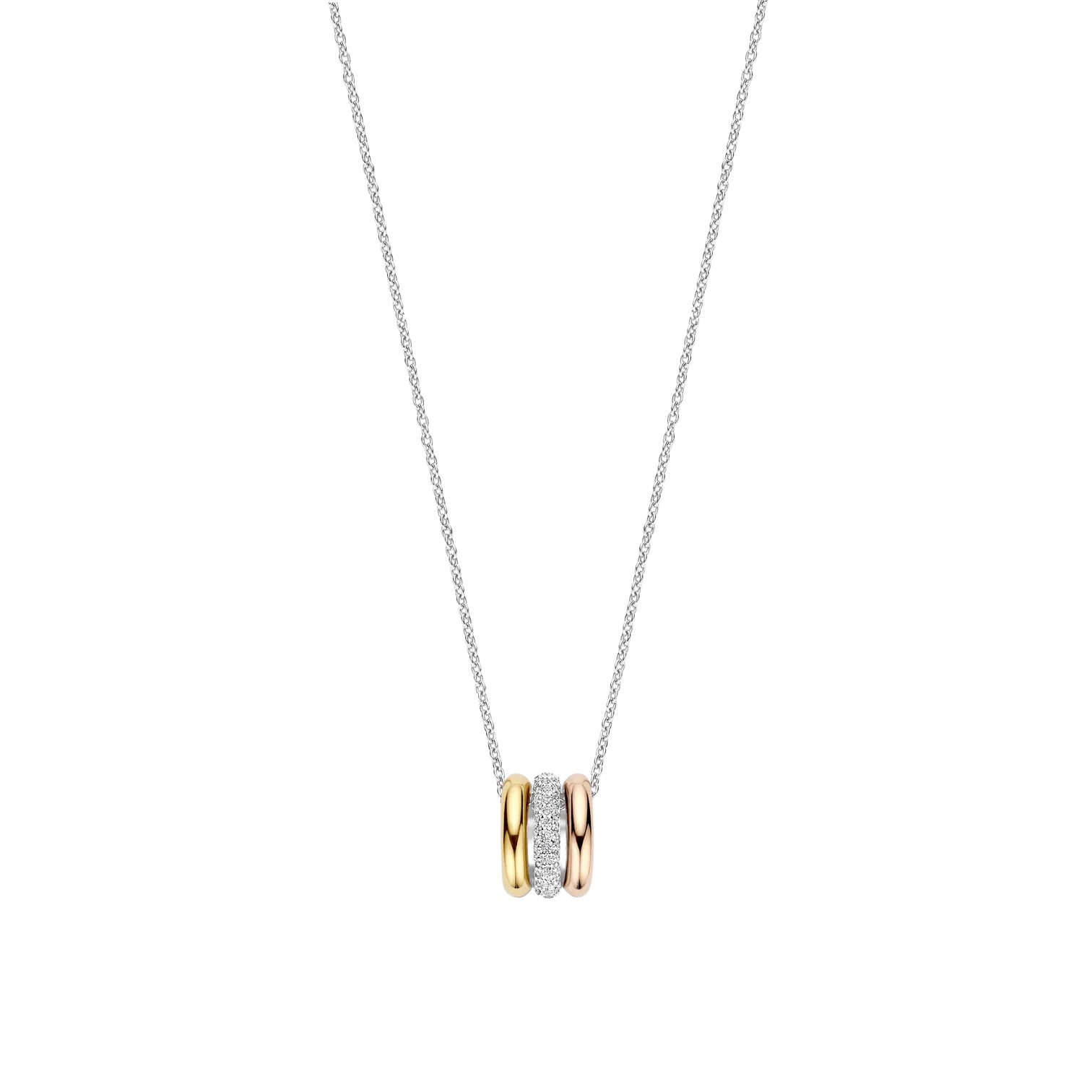 Ti Sento - Tricolor Triple Circle Zirconia Necklace