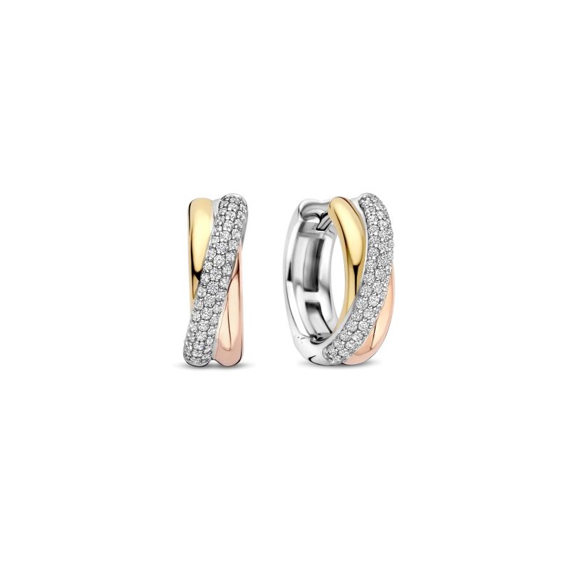 Ti Sento - Tricolor Zirconia Crossover Hoops