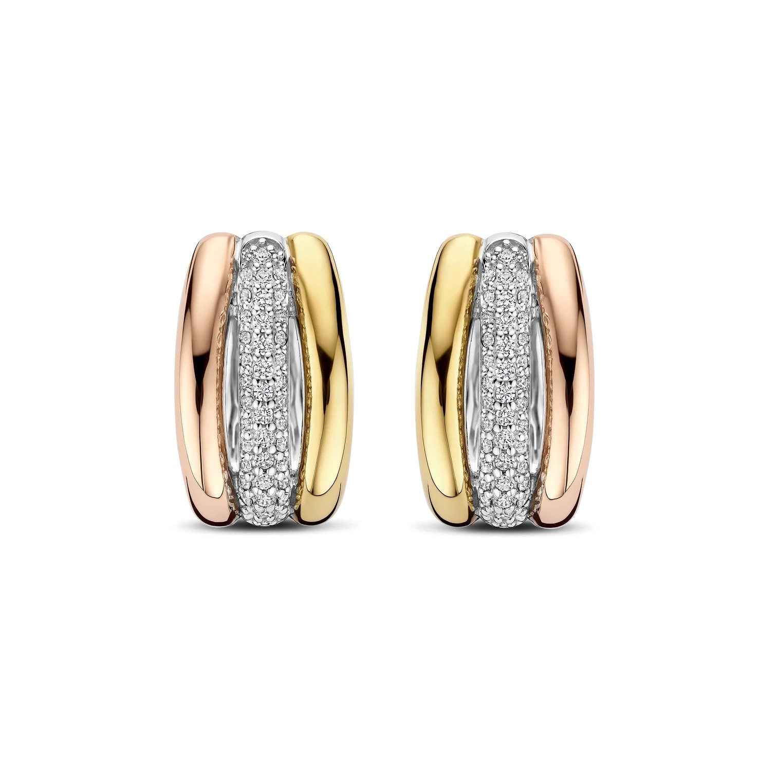 Ti Sento - Tricolor Triple Circle Zirconia Hoops