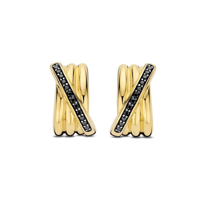 Ti Sento - Black Zirconia Crossover Hoops