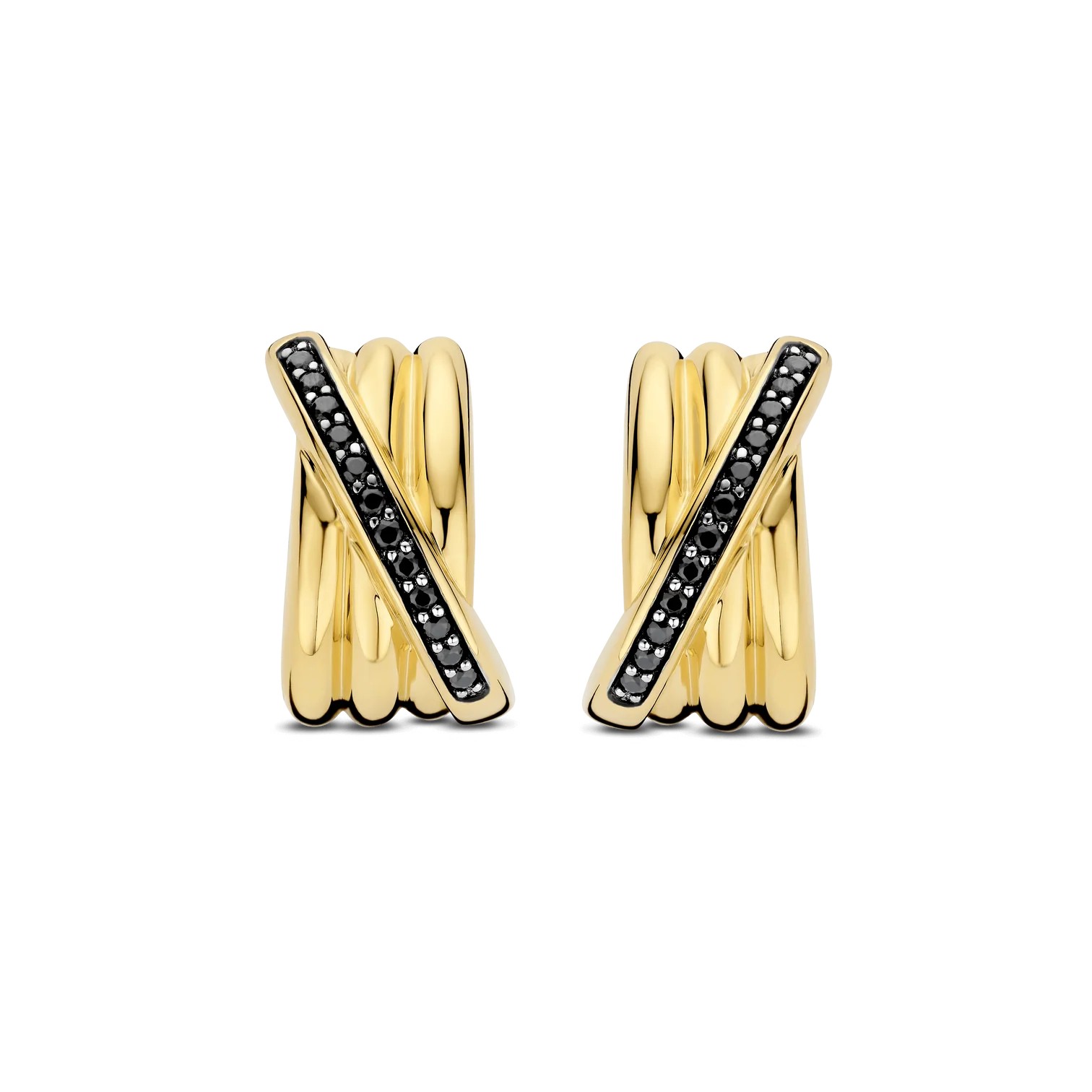Ti Sento - Black Zirconia Crossover Hoops