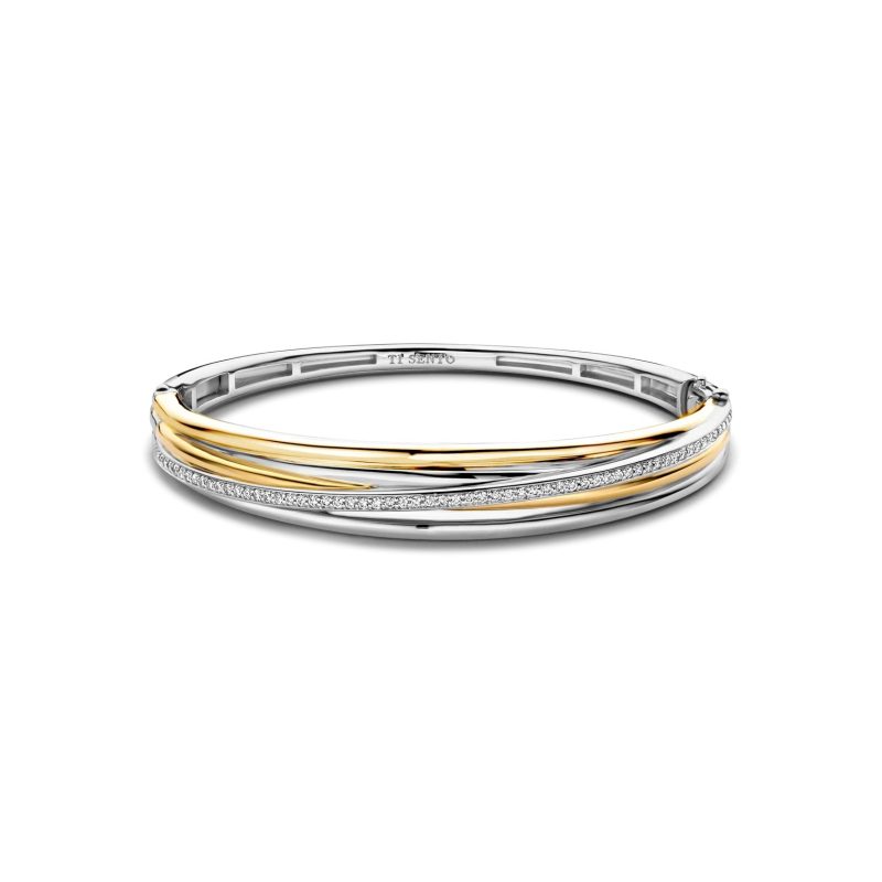 Ti Sento - Zirconia Crossover Bangle Bicolor