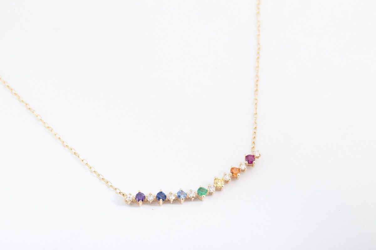 Collar arcoiris con topacios de colores