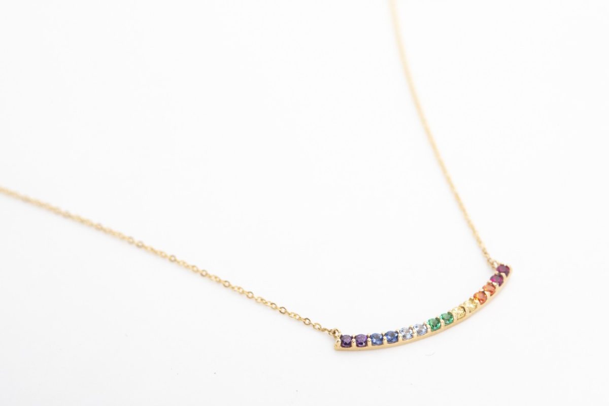 Collar arcoiris en oro amarillo