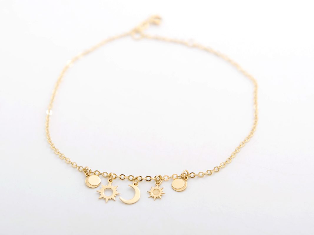 Tobillera luna y estrellas