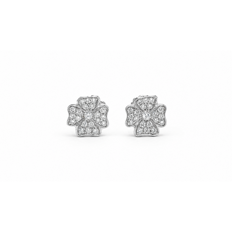 Aretes flor con diamantes