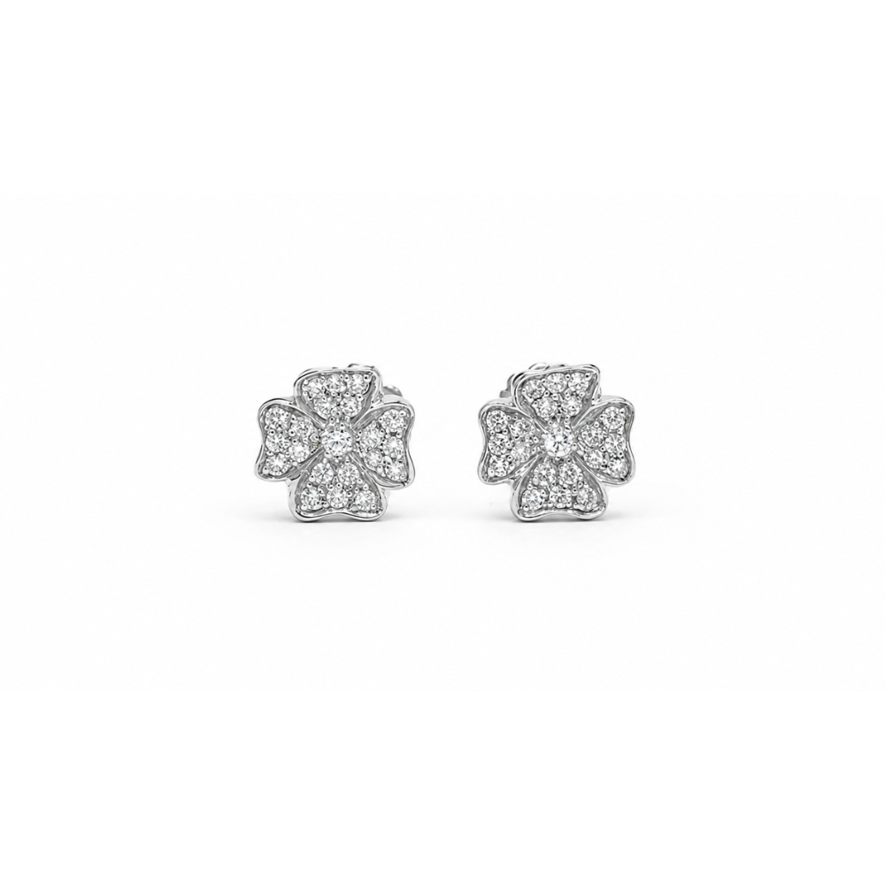 Aretes flor con diamantes