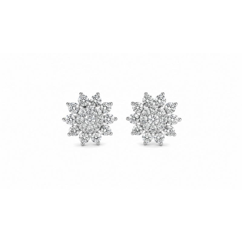 Aretes flor con brillantes
