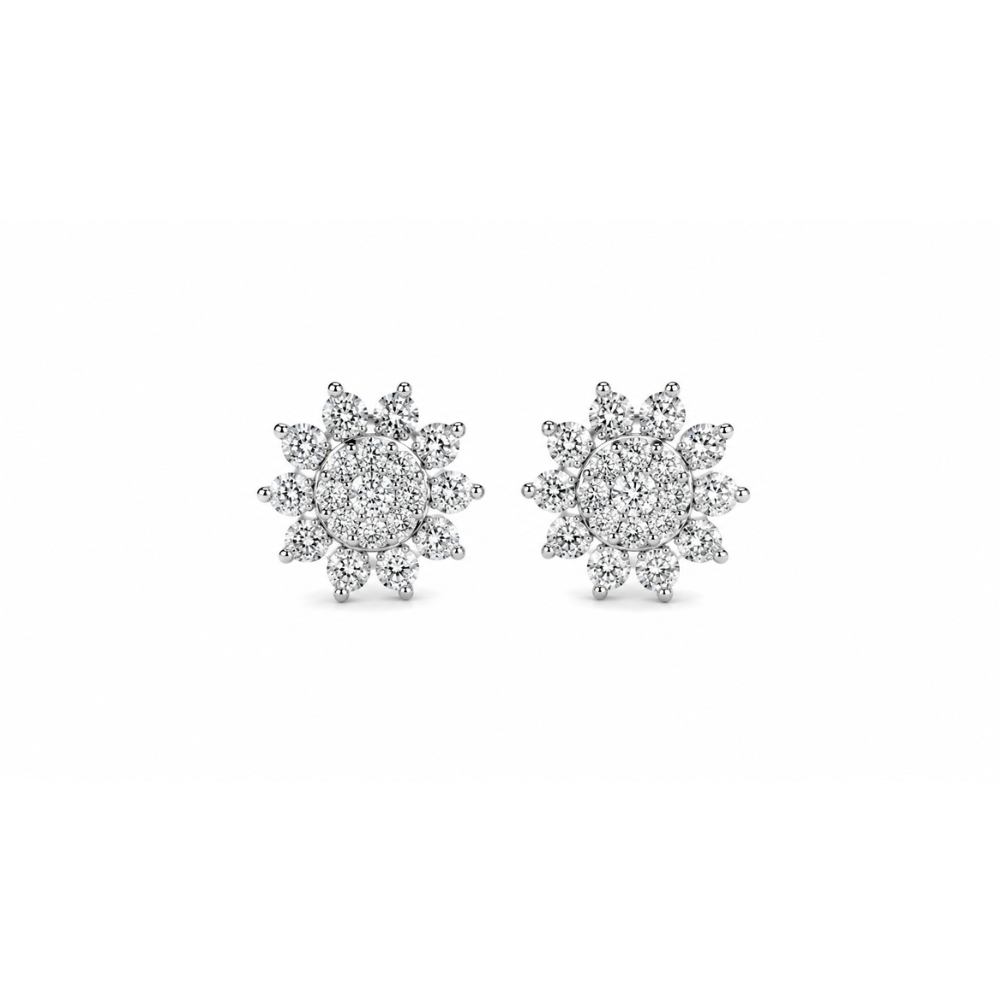 Aretes flor con brillantes