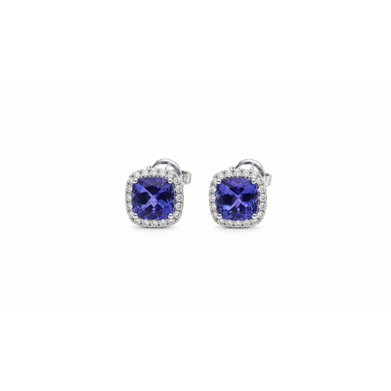 Aretes Moraglione con tanzanitas y diamantes