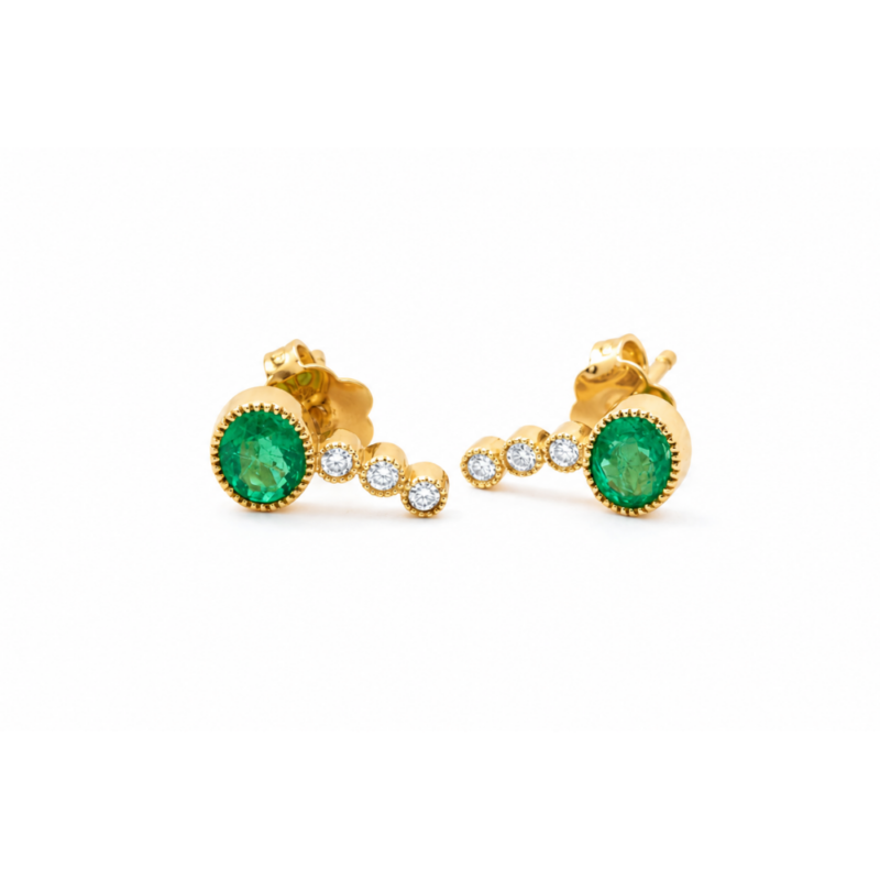 Aretes con esmeraldas y brillantes