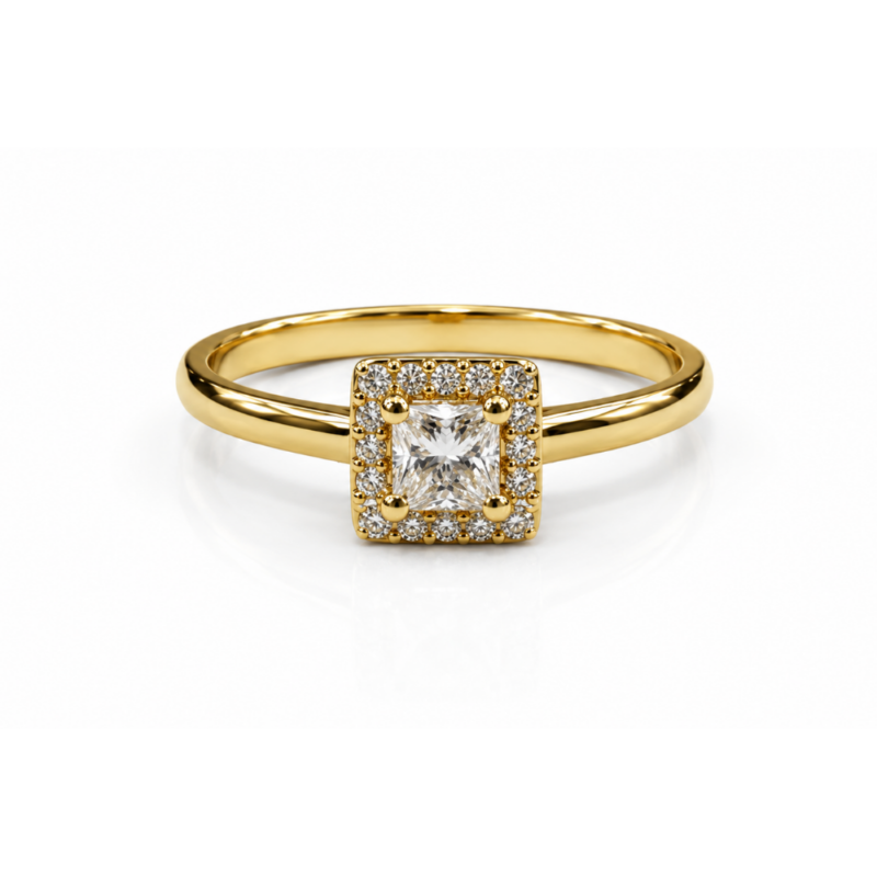 Anillo de compromiso con diamante cuadrado 0.30Ct.