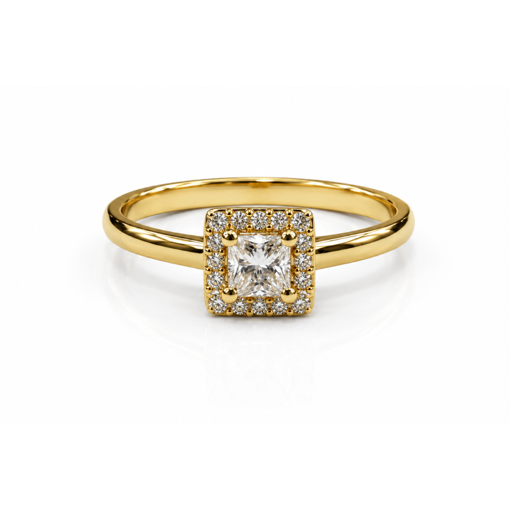 Anillo de compromiso con diamante cuadrado 0.30Ct.