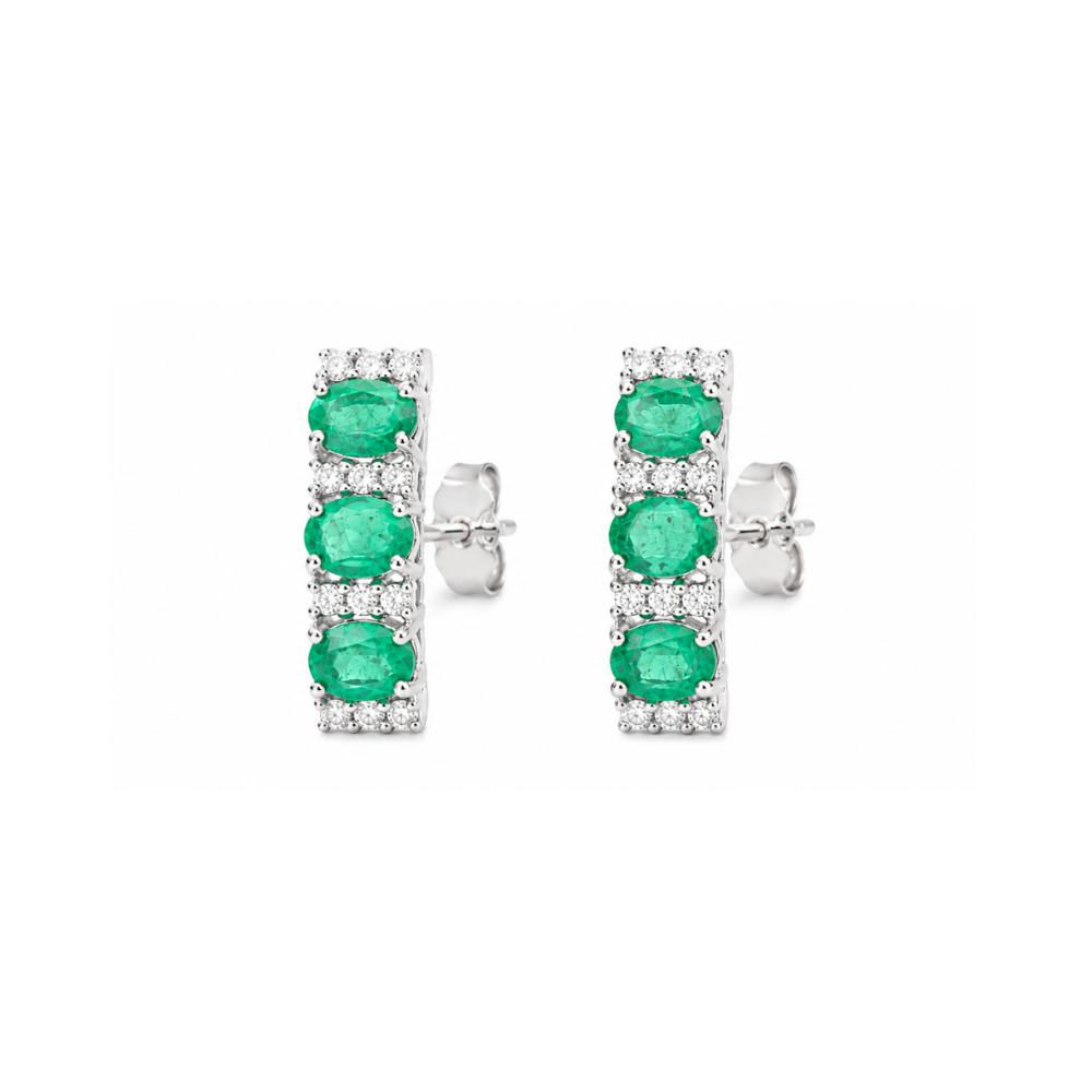 Aretes con esmeraldas y diamantes